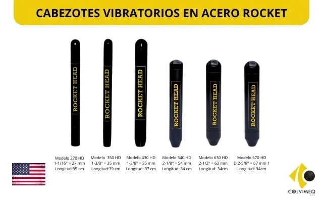 Cabezotes vibratorios en acero ROCKET 430 para vibradores de concreto-2.2